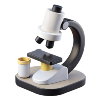 Cartoon Microscope Illustration 3D Render of Lab Equipment on for Science and Education Transparent Background png