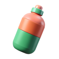 Colorful 3D Water Bottle Render, Modern Minimalist Design, Pink Orange Green, Plastic Bottle, Isometric, Clean Background Transparent Background png