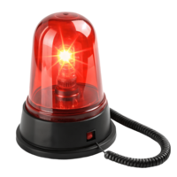 Red Emergency Light with Rotating Beacon and Power Cord, Safety Alert Device, Security Warning System, Visual Alarm Signal Transparent Background png