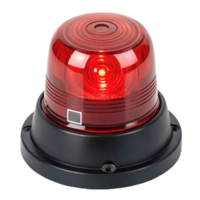 Red Emergency Flasher Light Beacon on Black Base, Rotating Warning Signal Device, Isolated Object, Safety Equipment Transparent Background png