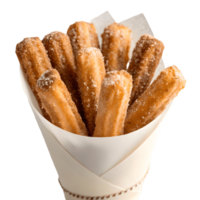 Crispy Churros Delight Freshly Fried Pastries Sprinkled with Sugar, Served in Paper Cone, Sweet Treat Transparent Background png