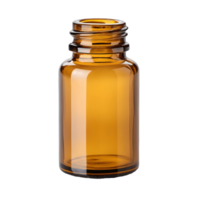 Empty Amber Glass Bottle Pharmaceutical Grade Container for Essential Oils, Aromatherapy, Herbal Remedies, and Liquid Storage in a Studio Setting Transparent Background png