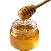 Honey Dripping from Dipper into Jar Sweet, Golden, Natural Food, Organic, Close Up, Rustic Charm Transparent Background png