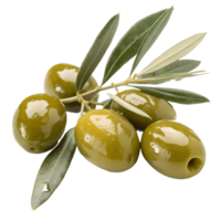 Fresh Green Olives on Branch with Leaves, Olive Harvesting, Mediterranean Diet, Culinary Ingredient, Healthy Eating Concept Transparent Background png