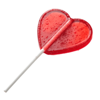 Red Heart Lollipop on, Sweet Candy Treat, Romantic Still Life, Valentines Day Confectionery, Isolated Dessert Image Transparent Background png