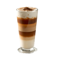 Layered Latte Macchiato in Glass Cup Topped with Cinnamon Powder, Perfect for Coffee Lovers and Cafe Vibes Transparent Background png