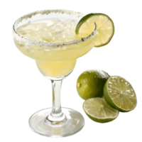 Refreshing Margarita with Salted Rim and Lime Garnish on, Perfect for Summer Cocktails and Happy Hour Transparent Background png