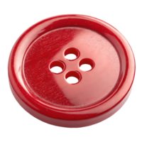 Red Button Close-Up Macro Shot of a Vibrant Four-Hole Sewing Button with Detail and Depth for Crafts and Design Transparent Background png