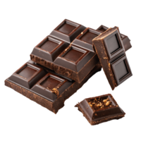 Decadent Dark Chocolate Squares Stacked on Close-up of Rich, Delicious Cocoa Treats for Indulgence and Dessert Transparent Background png