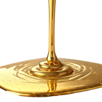 Golden Honey Drizzle Sweet Liquid Flowing Downward, Reflective Surface, Culinary Dessert Topping, Isolated on White, High Quality Transparent Background png