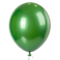 Shiny Green Balloon Floating in Isolated White Space, Festive Celebration Object, Birthday Party Decoration, Helium Filled Latex Balloon Transparent Background png