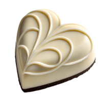 Elegant White Chocolate Heart with Intricate Design, Sweet Treat, Valentines Day Confection, Culinary Delights Transparent Background png