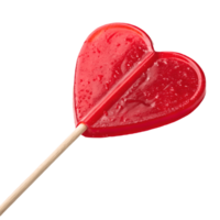 Sweet Red Heart Lollipop on Valentines Day Candy Treat, Single Object Still Life, Love Symbol, Festive Confectionery Transparent Background png
