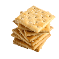 Stack of Golden Saltine Crackers Crispy, Square, and Delicious Treat on Culinary Still Life Transparent Background png