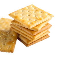 Stacked Square Crackers Crispy Golden Snacks for Snacking, Appetizers, and Culinary Delights Transparent Background png