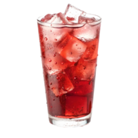 Refreshing Red Drink with Ice Cubes A Cold Beverage in a Glass on a for Summer Refreshment Transparent Background png