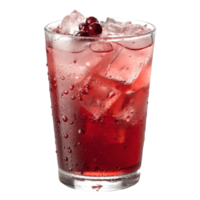 Refreshing Cranberry Cocktail with Ice Cubes and Condensation on a Delicious and Cool Beverage Transparent Background png