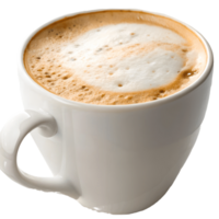 Steaming Cappuccino in White Mug on Black Backdrop, Coffee Break, Morning Beverage, Warm and Inviting Transparent Background png