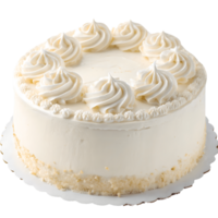 Delicious Vanilla Cake with Creamy Frosting Rosettes on Dessert Celebration, Bakery Treat, Icing Decoration Transparent Background png