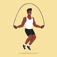 Active man jumping rope fitness exercise training workout healthy lifestyle illustration vector