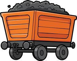 Mining cart filled with black coal illustration for industrial transport and raw material design vector