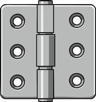 Metal door hinge with six screw holes simple mechanical hardware component illustration vector