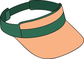 Sporty sun visor cap with adjustable green strap and peach front panel design illustration vector