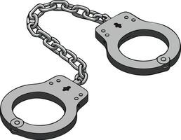 Handcuffs with chain design isolated on white background for security and law enforcement concepts vector
