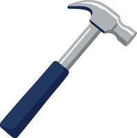 Hammer tool with navy blue handle and silver head for construction and repair work illustration simple design vector