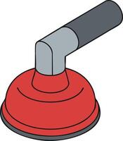 Toilet plunger tool with black handle and red rubber suction cup isolated on white background illustration vector