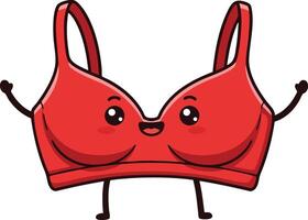 Red Cute Bra Cartoon Character Smiling and Waving with Happy Expression Illustration vector