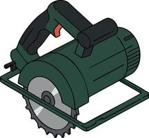 Circular saw power tool with green and black body for wood cutting and construction tasks illustration vector