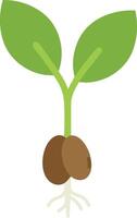 Young green seedling sprouting with brown seed and white roots simple design for growth and nature concepts vector