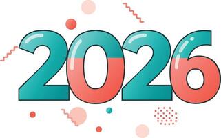 2026 colorful bold year number design with modern geometric decoration elements illustration vector