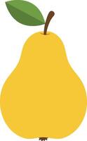 Yellow pear fruit with green leaf simple flat icon design for healthy nutrition and natural food concept vector