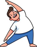 Man stretching exercise in casual clothing performing side bend fitness movement illustration vector