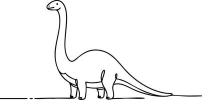 Brontosaurus dinosaur outline drawing simple black and white prehistoric reptile illustration vector