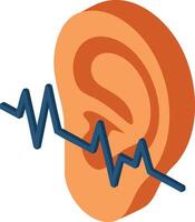 Ear with hearing sound wave icon representing audio perception and hearing health concept illustration vector