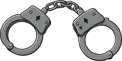 Handcuffs illustration of metallic police restraint tool for security and law enforcement use in crime prevention vector