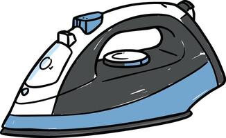 Electric iron appliance for home and laundry use with blue and black design illustration vector