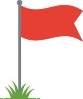Red flag icon on grass symbolizing warning or alert in simple flat design illustration vector