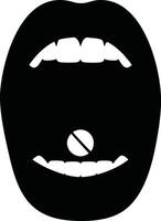 Open mouth with pill inside icon medical health symbol illustration vector