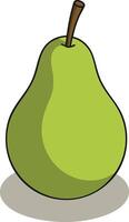 Pear fruit illustration in green color with brown stem isolated on white background design vector