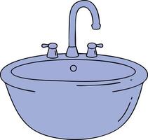 Bathroom sink with faucet and handles illustration in simple blue design for home and interior decor use vector