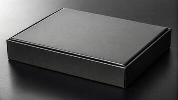 Black Rectangular Box Display on Dark Minimal Background photo