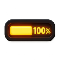 Glowing Progress Bar with Complete Status Displayed as 100 Percent png