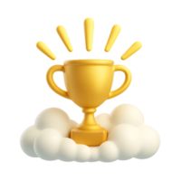 Golden Trophy Ascending Towards the Sky Over Soft Clouds png