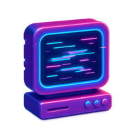 Retro Neon Monitor with Glitch Effect in Vibrant Colors png