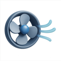Simple Rotating Fan Icon with Soft Blue Design and Airflow Effect png