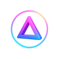 Vibrant Vaporwave Triangle Icon in Circular Design with Gradient Effects png